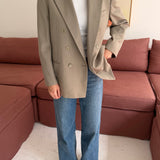 Pale brown double-breasted Button back blazer