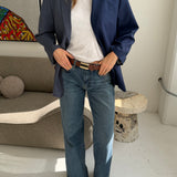 Contrasted blazer in deep blue and pinstriped (Express shipping)