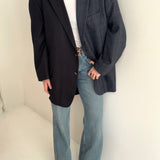 Dark blue contrasted blazer