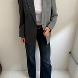 Blue and plaid contrasted blazer