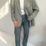 Contrasted blazer in green houndstooth and plaid