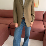 Button back blazer in light green