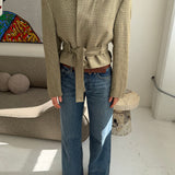 Belted blazer in pale speckered