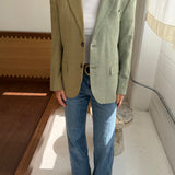 Contrasted blazer in Mint green and checkered yellow (Express shipping)