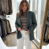 Deep green/blue button back blazer