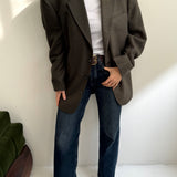 Green toned checkered and speckered contrasted blazer