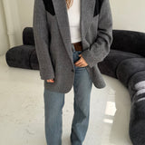 Riding jacket grey herringbone blazer