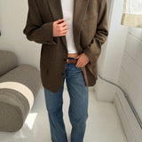 Contrasted blazer in brown plaid and brown houndstooth  (Express shipping)