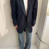 Blue solid and houndstooth contrasted blazer