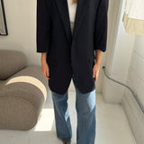 Long boxy blazer in Navy blue