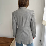 Beautiful grey herringbone blazer with stunning back details