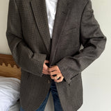 Contrasted blazer in houndstooth and herringbone