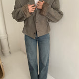 Silk pale grey cinched cropped blazer