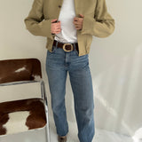 Bomber jacket in beige wool