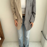 Contrasted blazer in silk and wool in blue and pale