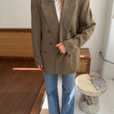 Yves Saint Laurent double-breasted blazer in Taupe