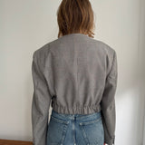 Bomber jacket in pale blue and grey houndstooth