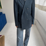 Blue pinstriped blazer in soft wool