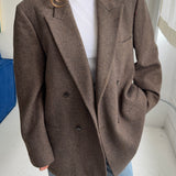 Brown double-breasted blazer in thick wool
