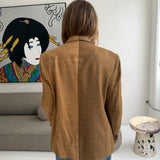 Contrasted blazer in mustard/brown toned (Express shipping)