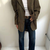 Brown speckered and houndstooth contrasted blazer