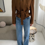 Belted blazer in brown