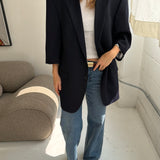 Long boxy blazer in Navy blue