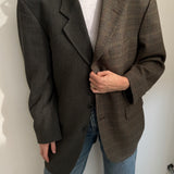 Green/grey houndstooth and speckered contrasted blazer