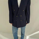 Double breasted blue blazer