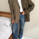 Stunning contrasted blazer in houndstooth and plaid