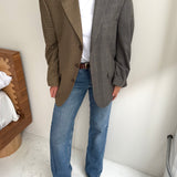 Houndstooth brown and plaid pale contrasted blazer