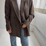 Brown double-breasted blazer in thick wool