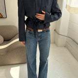Belted blazer in Checkered blue