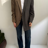 Checkered and brown subtle checkered contrasted blazer