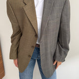 Houndstooth brown and plaid pale contrasted blazer