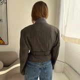 Belted blazer in Houndstooth grey
