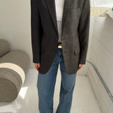 Contrasted blazer in plaid brown and speckered brown  (Express shipping)