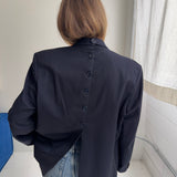 Navy button back blazer