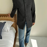 Blue houndsooth collarless jacket