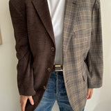Two toned blazer in grey and chocolate brown