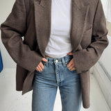 Brown double-breasted blazer in thick wool