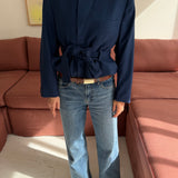 Blue checkered Belted blazer
