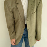 Green houndstooth and solid blazer