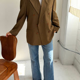 Brown double-breasted Button back blazer