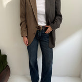 Checkered and brown subtle checkered contrasted blazer