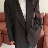 Double-breasted blazer in brown herringbone
