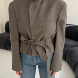 Belted blazer in speckered tones