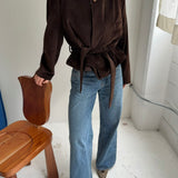 Belted blazer in Brown Corduroy