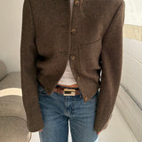 Bomber jacket in Brown herringbone