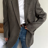 Contrasted blazer in houndstooth and herringbone